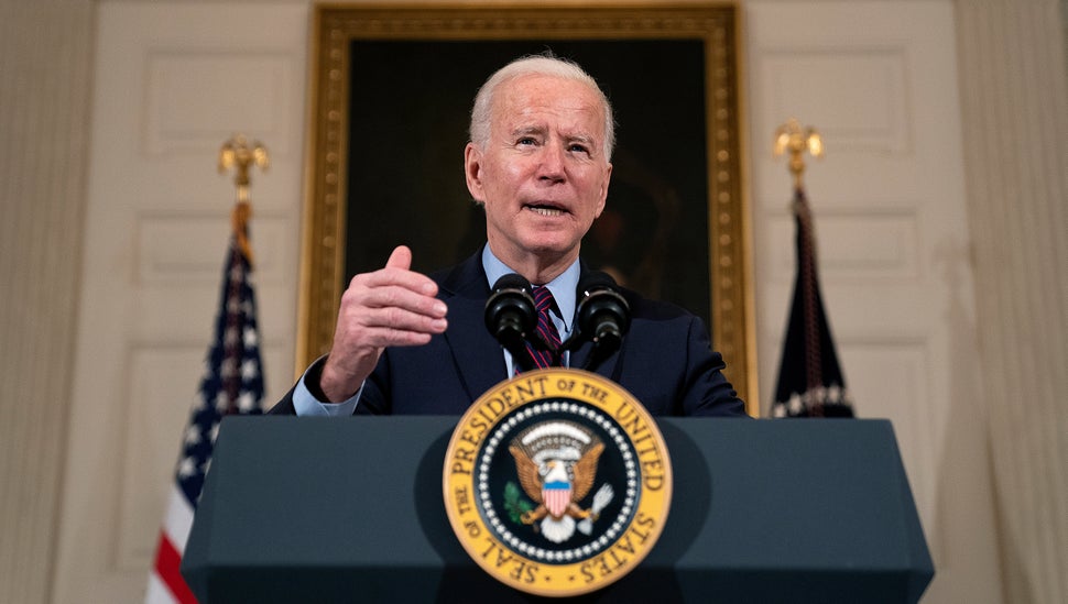 President Joe Biden took to the podium on Friday to make remarks on the state of the economy amid the pandemic and the need f