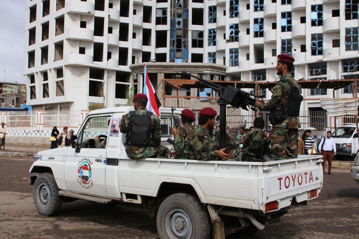 Security forces loyal to the U.A.E.-backed Southern Transitional Council arein the southern port city of Aden, Yemen, on Dec.