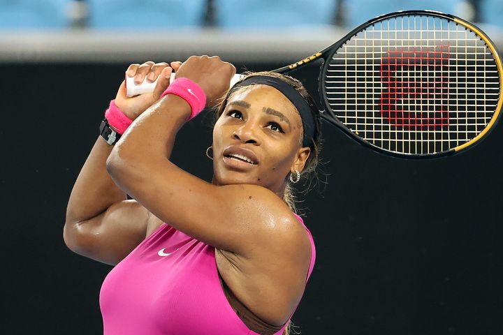 Serena Williams of the US hits a return against Danielle Collins of the US during their Yara Valley Classic Women's singles tennis match in Melbourne on February 5, 2021. 