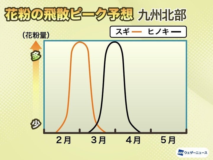 花粉飛散ピーク時期の予想