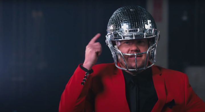 James Corden dresses as The Weeknd and covers his face in bandages for a  Super Bowl skit