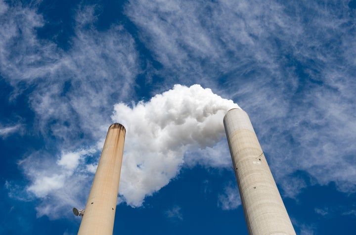 The smoke stacks at American Electric Power's Mountaineer coal power plant in New Haven, West Virginia.