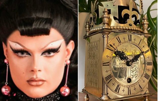 Gothy Kendoll with one of his beloved clocks. 