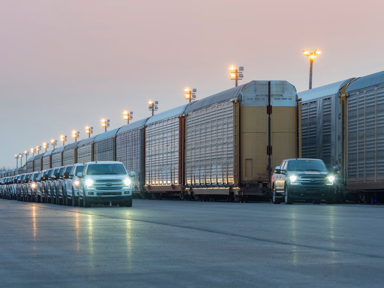 Ford demonstrated its battery-powered F-150 truck's strength by successfully towing more than 1.25 million pounds of rail cars and trucks during a test.