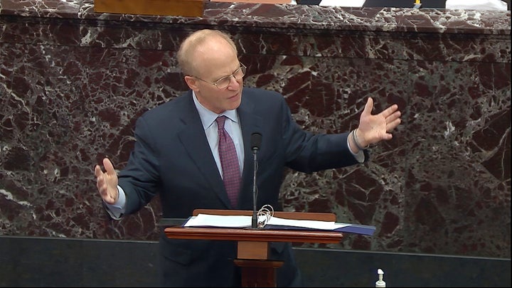 David Schoen, an attorney for former President Donald Trump, speaks during the second impeachment trial of Trump in the Senat