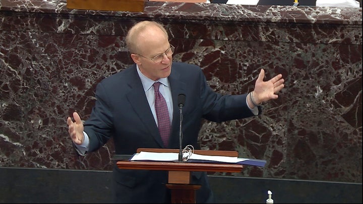 David Schoen, an attorney for former President Donald Trump, speaks during the second impeachment trial of Trump in the Senate on Tuesday.