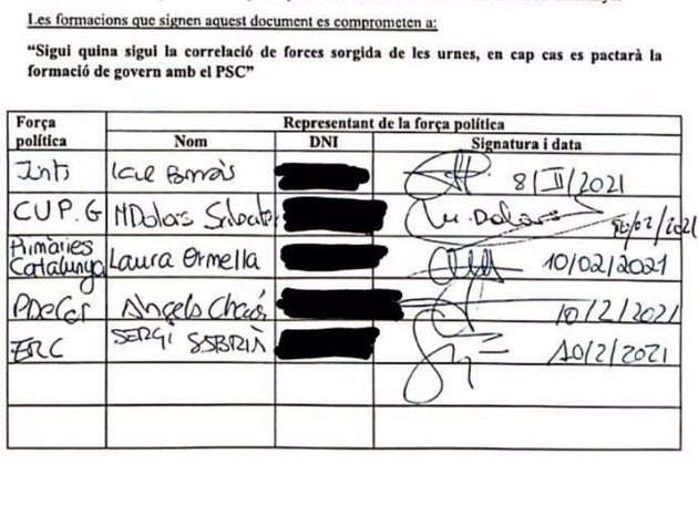 Los partidos independentistas se comprometen por escrito a no pactar con Illa