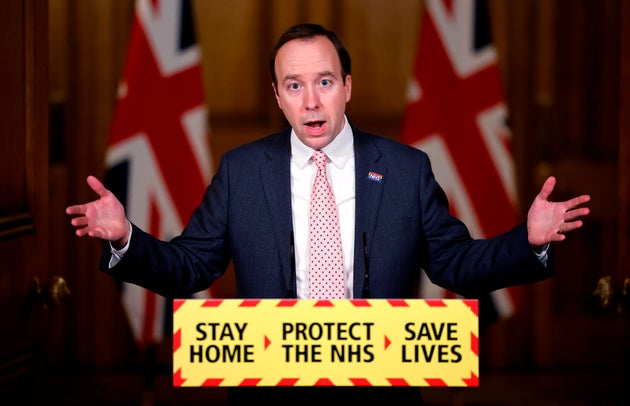 <strong>Hancock during a virtual press conference inside 10 Downing Street in central London on Monday.</strong>” data-caption=”<strong>Hancock during a virtual press conference inside 10 Downing Street in central London on Monday.</strong>” data-rich-caption=”<strong>Hancock during a virtual press conference inside 10 Downing Street in central London on Monday.</strong>” data-credit=”ASSOCIATED PRESS” data-credit-link-back=”” /><div class=