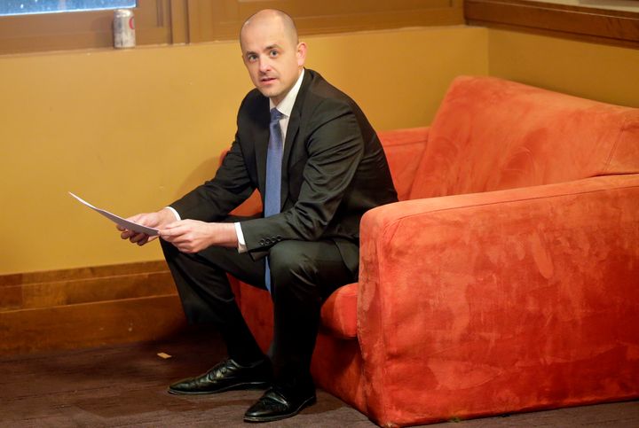 In this November 2016 photo, then-presidential candidate Evan McMullin waits for election results during a election night wat