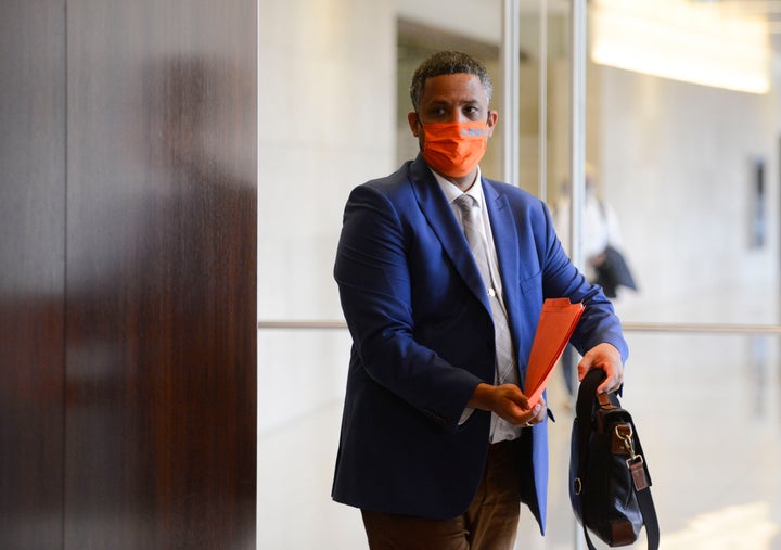 NDP Matthew Green arrives to an ethics committee in the Wellington Building in Ottawa on July 22, 2020.