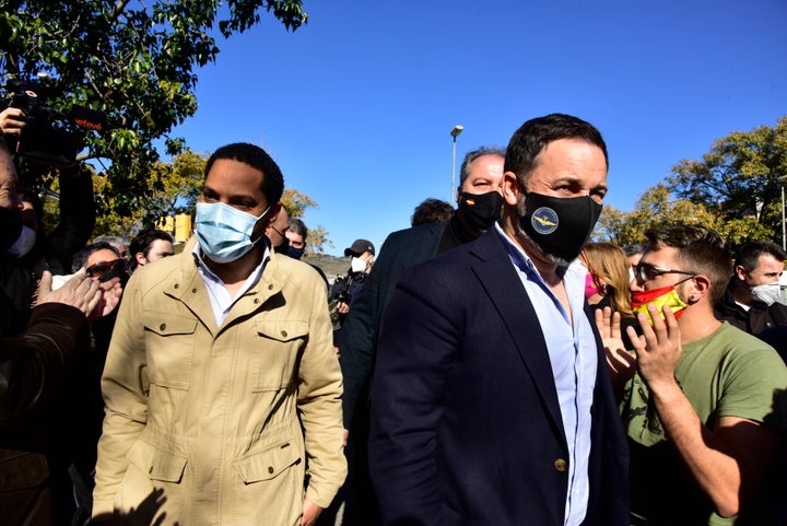 Ignacio Garriga (izq) y Santiago Abascal, el pasado 1 de febrero en Barcelona, en plena campaña electoral.