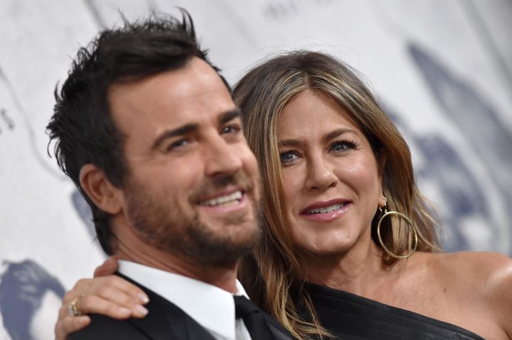 Justin Theroux and Jennifer Aniston pictured in April 2017