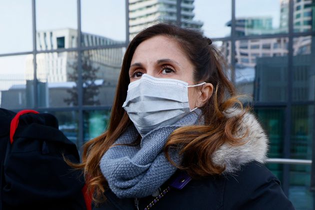 Coline Berry-Rojtman après son audition avec la brigade des mineurs, le 11 février 2021, à Paris (Photo by Thomas SAMSON / AFP)