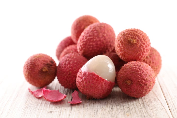 Lychee fruit, cut open