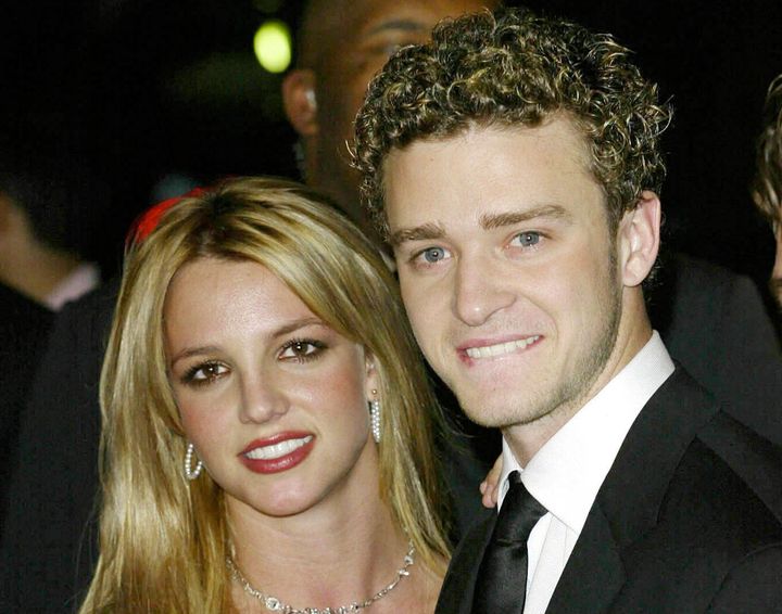 Pop singers Justin Timberlake and Britney Spears at the Clive Davis Pre-Grammy Party at the Beverly Hills Hilton on Feb. 20, 2001.