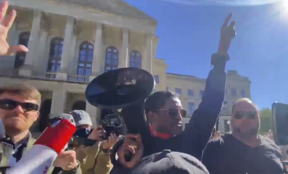 Nick Fuentes, Ali Alexander and Alex Jones rile up a crowd of Stop the Steal protesters in Atlanta on Nov. 18, 2020.