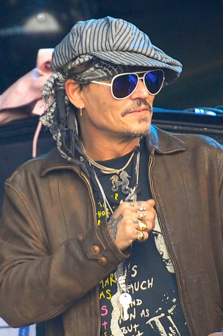 Johnny Depp on the Pyramid Stage at Glastonbury Festival.