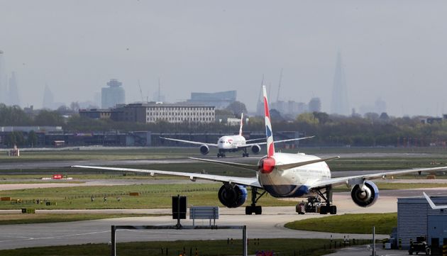 A stock image of planes taxiing at Heathrow Airport. 