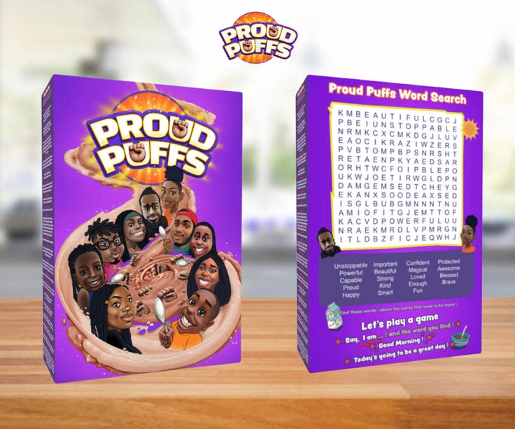 Proud Puffs is a chocolate-flavored, vegan cereal formed in the shape of a Black fist. 