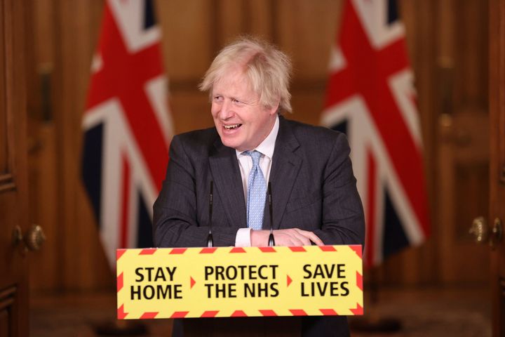 Boris Johnson during a media briefing on coronavirus in Downing Street last week.