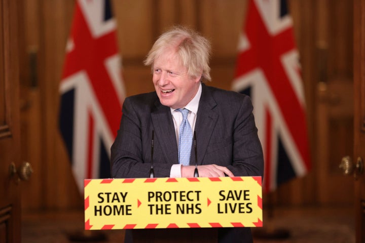 Boris Johnson during a media briefing on coronavirus in Downing Street last week.