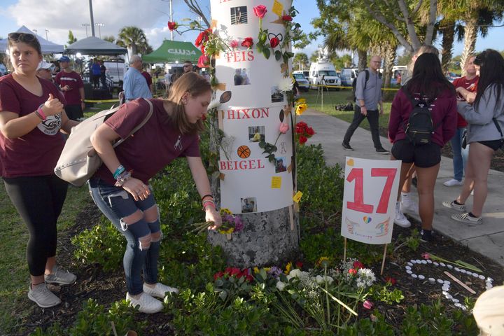 In this February 2019 photo, Parkland community members honor the victims of the mass shooting one year later.