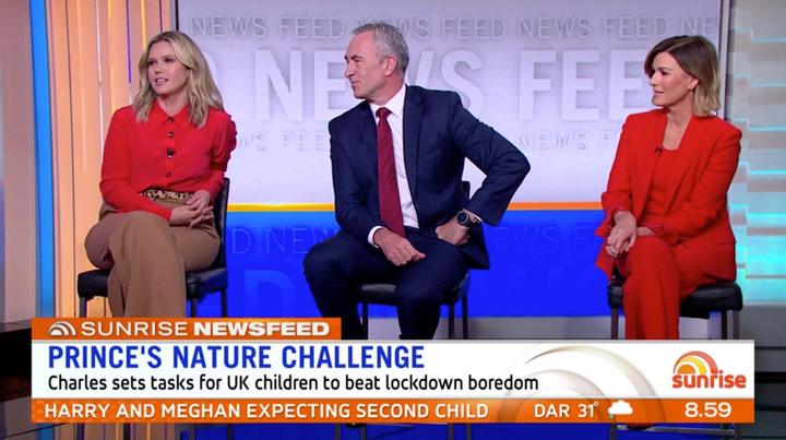 Kylie Gillies (R) took a swipe at Prince Charles as she appeared on a panel alongside Edwina Bartholomew (L) and Mark Beretta (R) on Sunrise on Monday. 