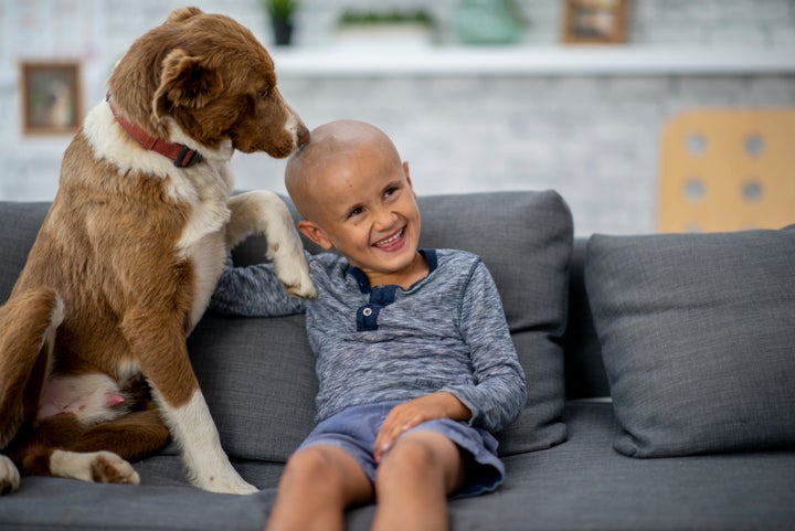 Little boy with cancer in the hospital.