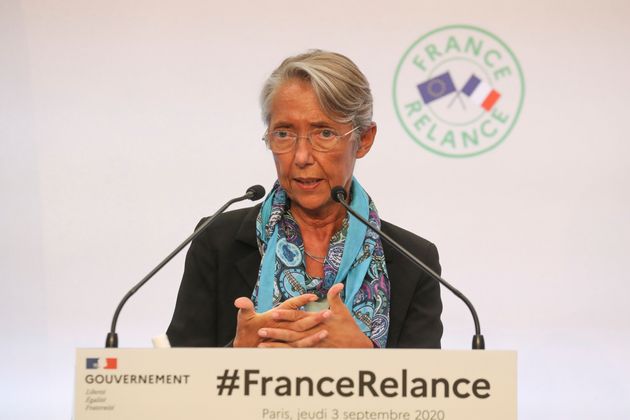 Elisabeth Borne en confrérence lors de la présentation de France Relance le 3 septembre 2020 (Ludovic Marin/Pool via AP)