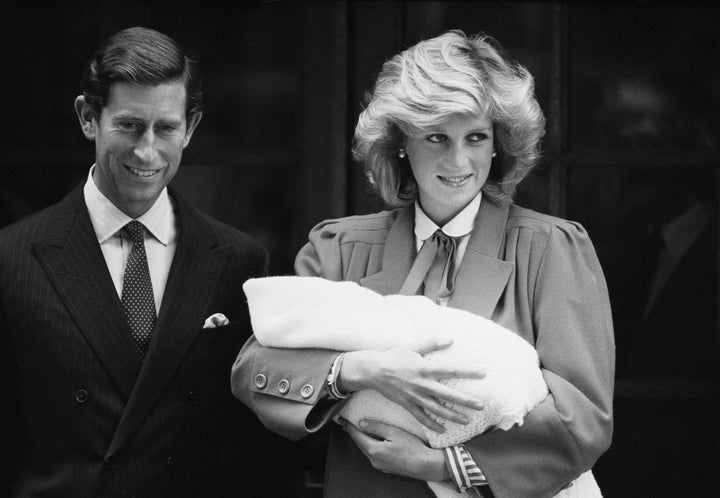 Diana Princess of Wales and Prince Charles with newborn Prince Harry on Sept. 16, 1984.