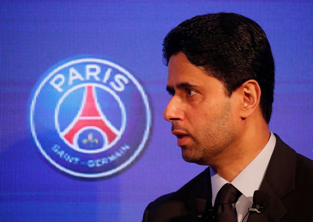 Avant Barça-PSG, le patron du club parisien Nasser Al-Khelaïfi a eu droit à un comité d'accueil en arrivant àBarcelone. En cause, les rumeurs sur un très hypothétique départ de Lionel Messi vers Paris (photo d'archive prise au Parc des Princes en février  - REUTERS/Charles Platiau)