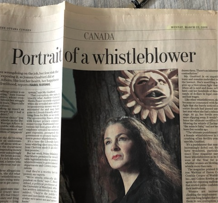 Clipping of a profile of Joanna Gualtieri published in the Ottawa Citizen in March 2004.