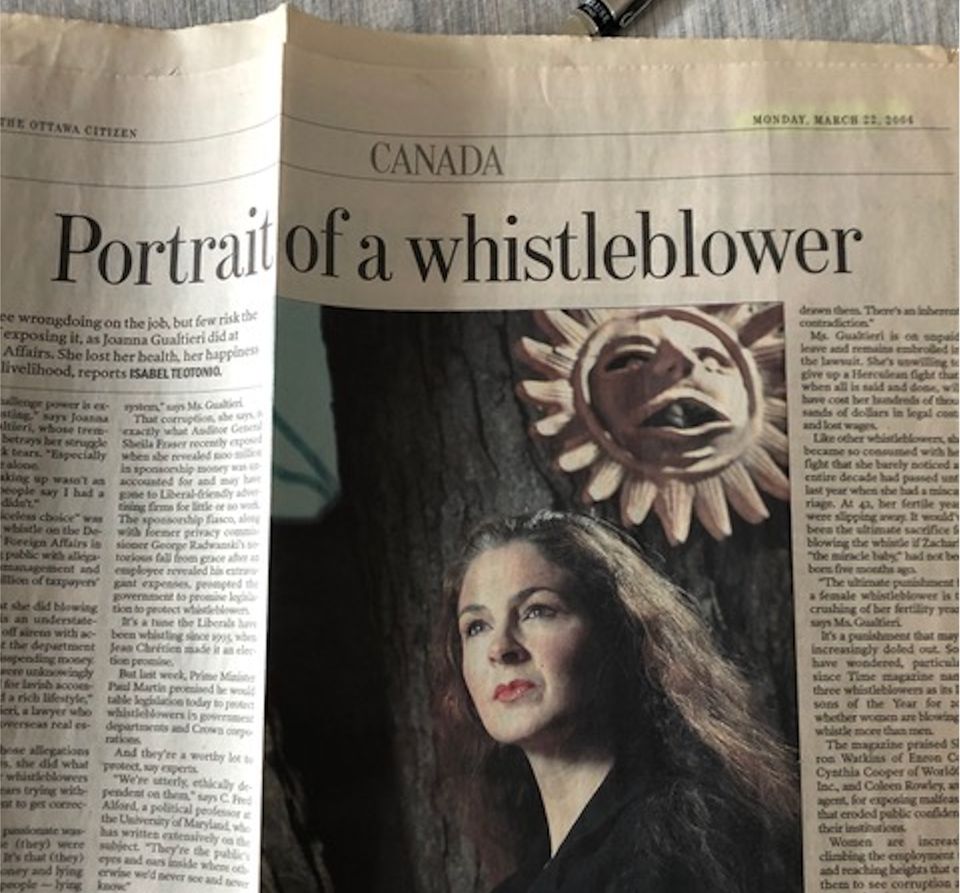 Clipping of a profile of Joanna Gualtieri published in the Ottawa Citizen in March