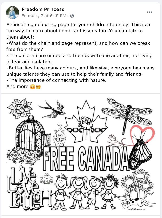 Une capture d'écran de la page Facebook Freedom Princess Canada supprimée depuis.