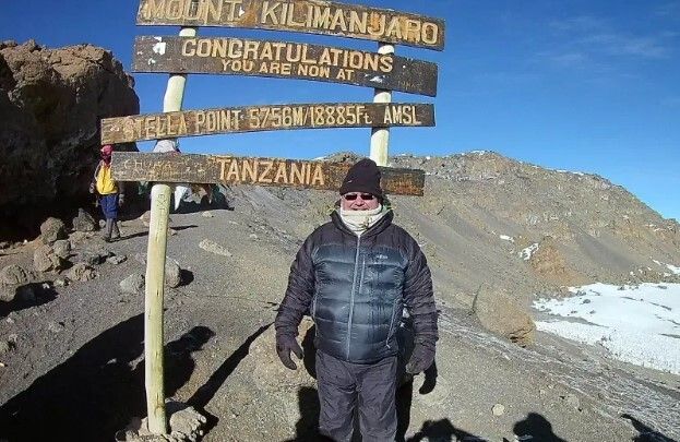 The author, Sean McBride, at Stella Point, Mount Kilimanjaro