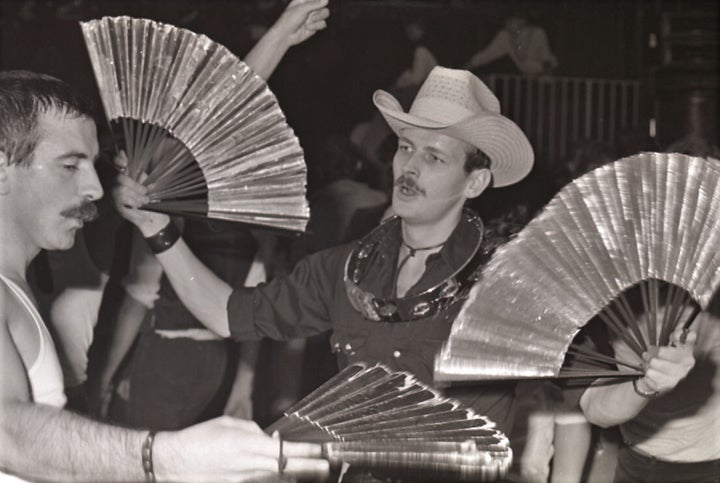 Fan dancers at the opening Night of Heaven Nightclub, 1979