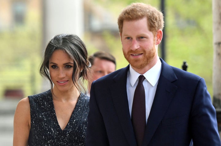 Prince Harry and his then-fiancée, Meghan Markle, arrive for a memorial service at St Martin-in-the-Fields church in L