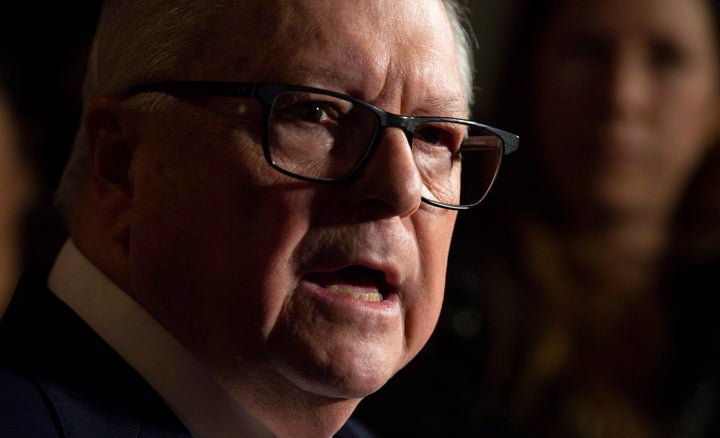 Public Safety and Emergency Preparedness Minister Ralph Goodale speaks with the media in the foyer of the House of Commons in Ottawa on Dec. 11, 2018.