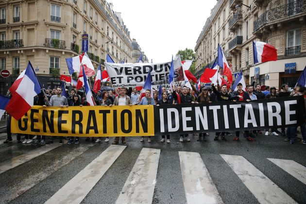 Manifestation du groupuscule d'ultradroite Génération Identitaire, le 28 mai 2016 à Paris.