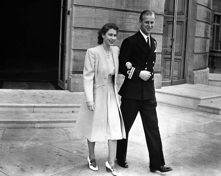 Princess Elizabeth and Lieutenant Philip Mountbatten after the announcement of their engagement