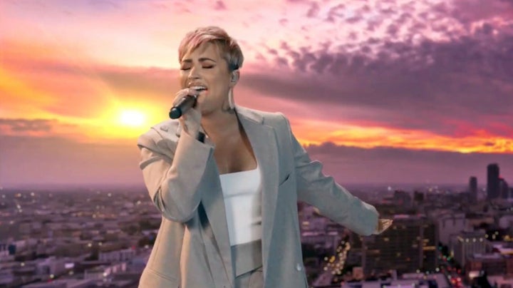 In this screengrab, Demi Lovato performs during the Celebrating America Primetime Special on January 20, 2021.