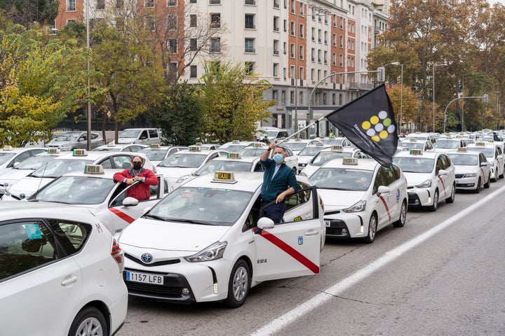 Manifestación de taxis en Madrid.