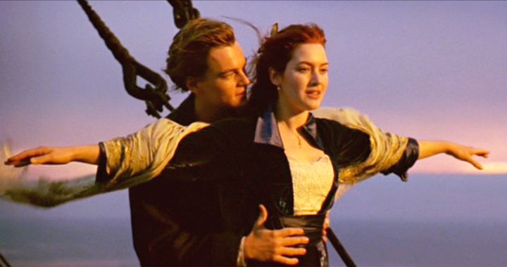 Leonardo DiCaprio and Kate Winslet as Jack and Rose in Titanic.