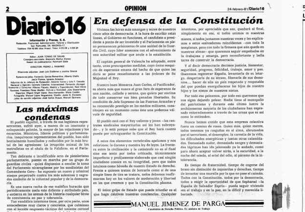 Editorial de Diario16 tras el