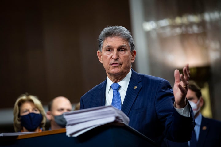 Sen. Joe Manchin (D-W.Va.) speaks during a news conference, Dec. 14, 2020.