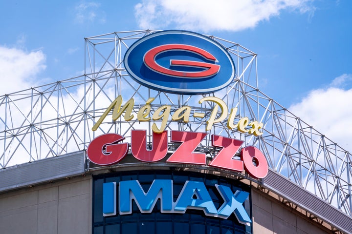 A Guzzo cinema sign is seen on a storefront in Montreal on June 18, 2019.