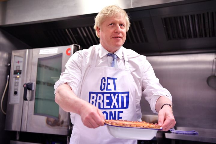 Boris Johnson prepares a pie at the Red Olive kitchen in DerbyBoris Johnson prepares a pie at the Red Olive kitchen in Derby