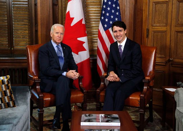 Prime Minister Justin Trudeau meets with then- U.S. Vice-President Joe Biden on Parliament Hill in Ottawa...