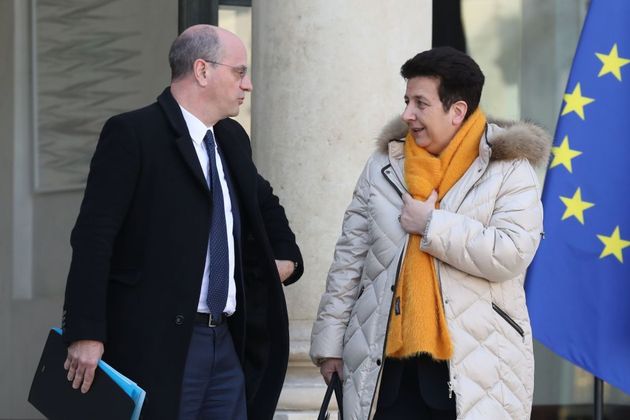 Frédérique Vidal et Jean-Michel Blanquer à la sortie de l'Elysée en février 2018 (photo d'archives)