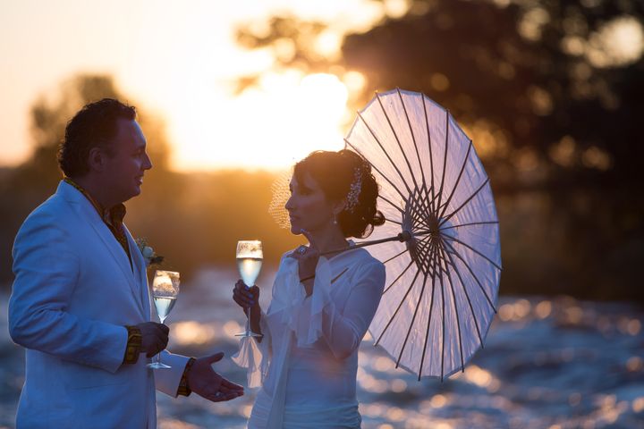 The author and Wayo at Victoria Falls on their wedding day in 2017.